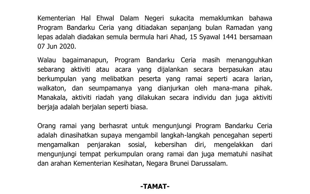 Program Bandarku Ceria Diadakan Semula