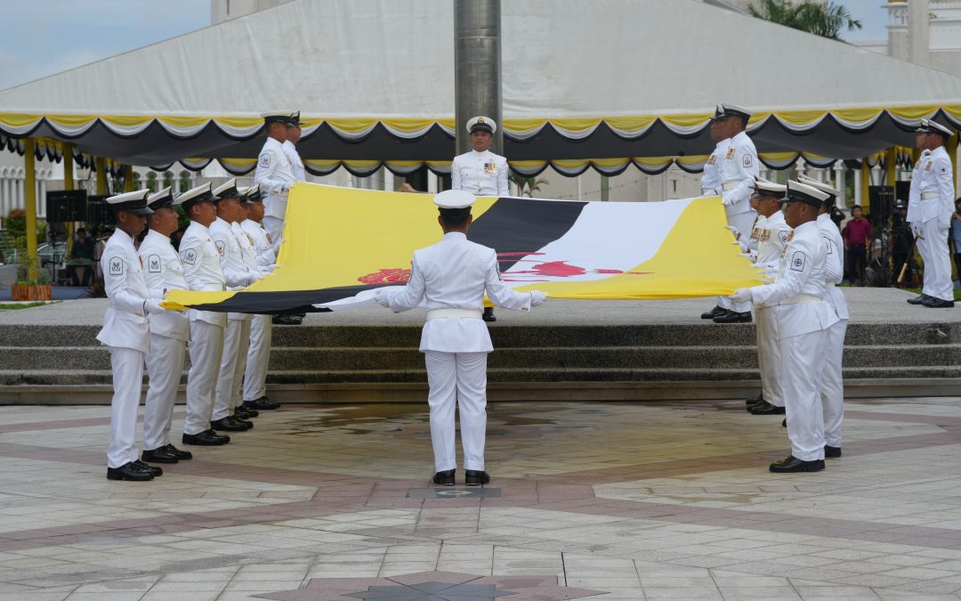 Upacara Pengibaran Bendera Besar Negara Brunei Darussalam Sempena Sambutan Ulang Tahun Hari Keputeraan Kebawah Duli Yang Maha Mulia Paduka Seri Baginda Sultan Dan Yang Di-Pertuan Negara Brunei Darussalam Yang Ke-78 Bagi Tahun 2024
